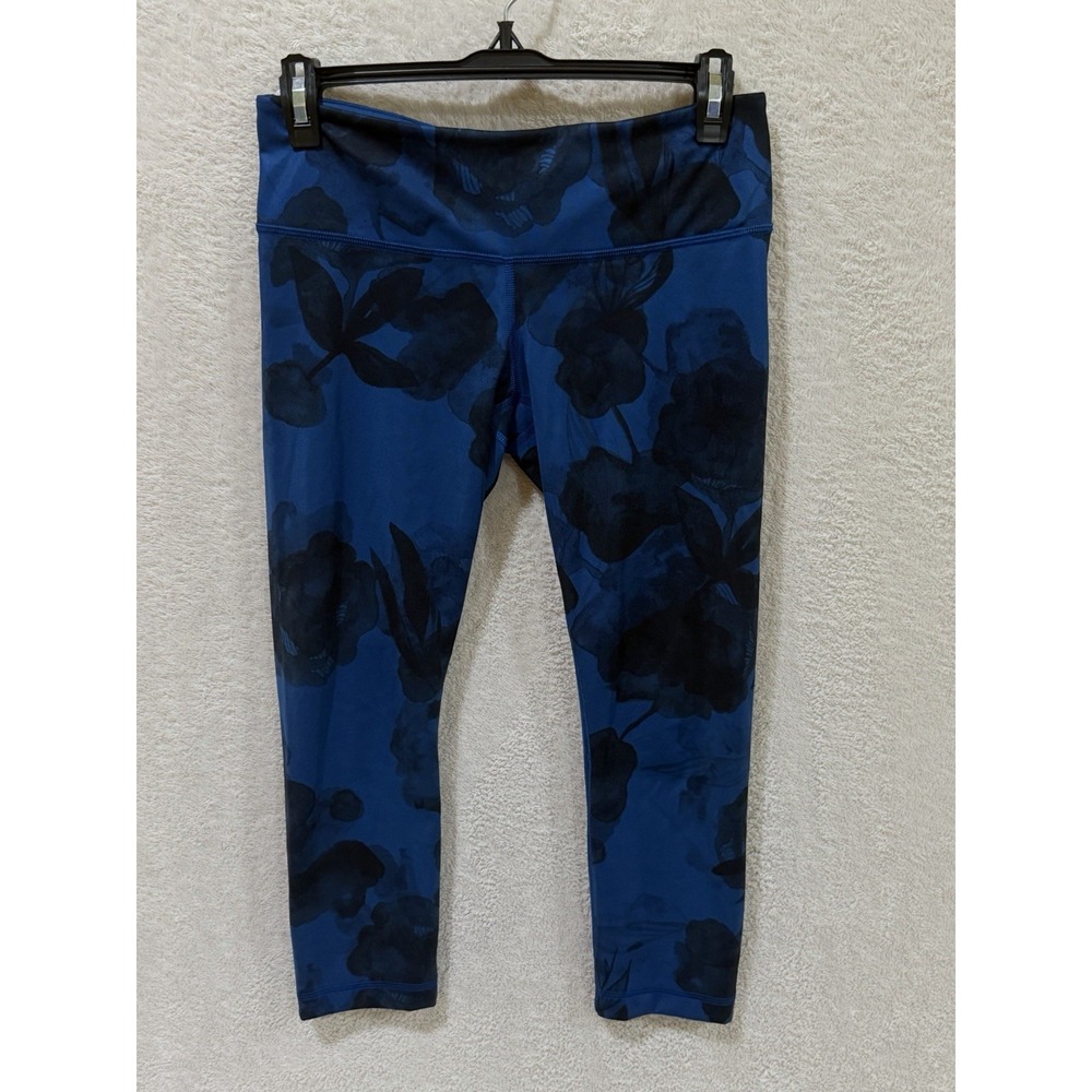Lululemon Wunder Under Crop Jumbo Inky Blue Black Floral Size 6 Legging Capri